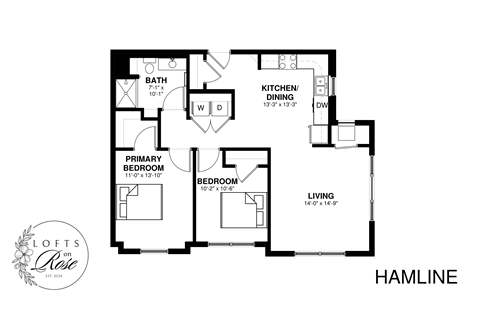 a floor plan of a house with a bedroom and a living room